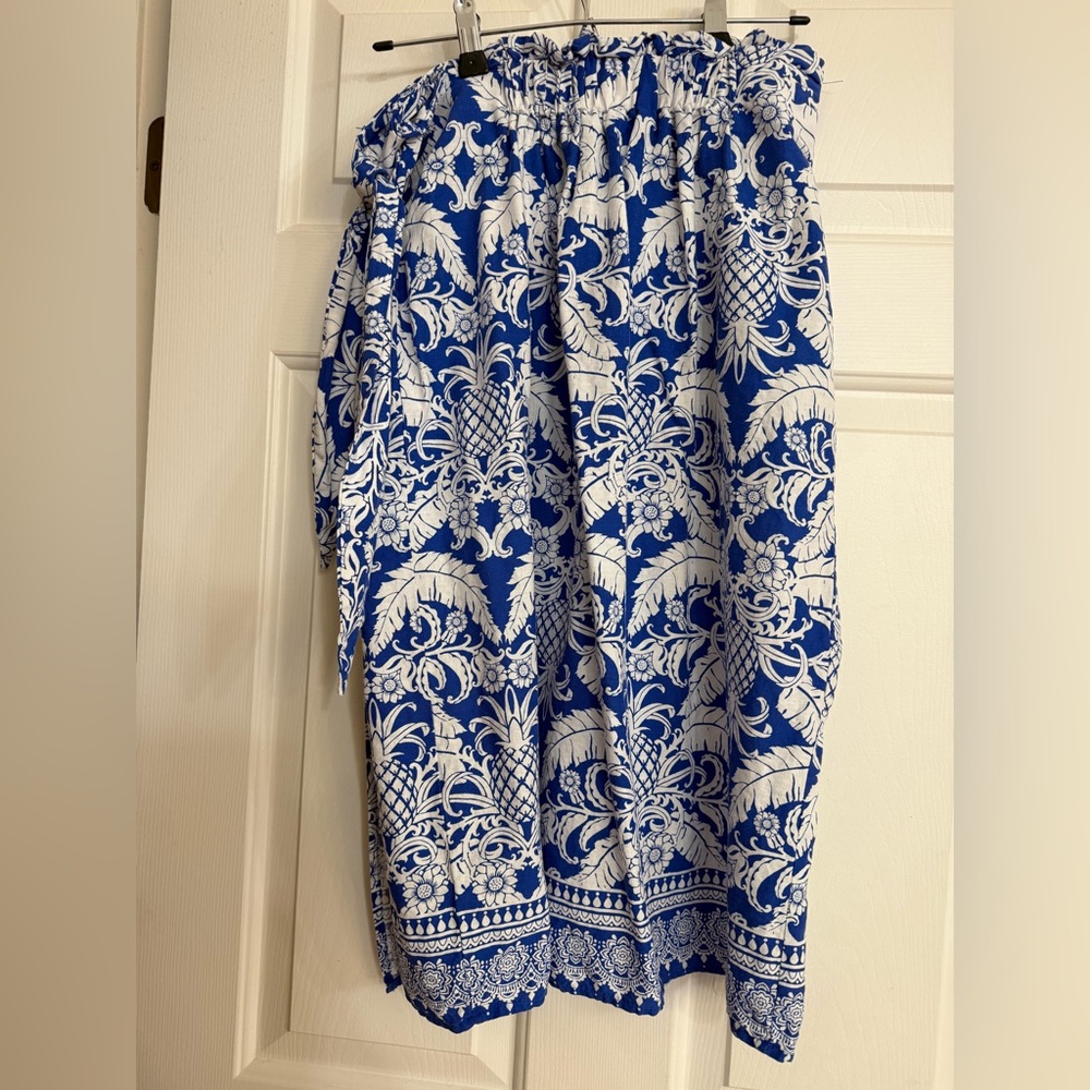 🦋Rachel Zoe wrap skirt tropical print size small blue white - Picture 2 of 5